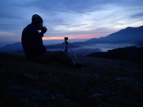 Hot Coffee and cold winter mornings while the timelapse camera does its thing